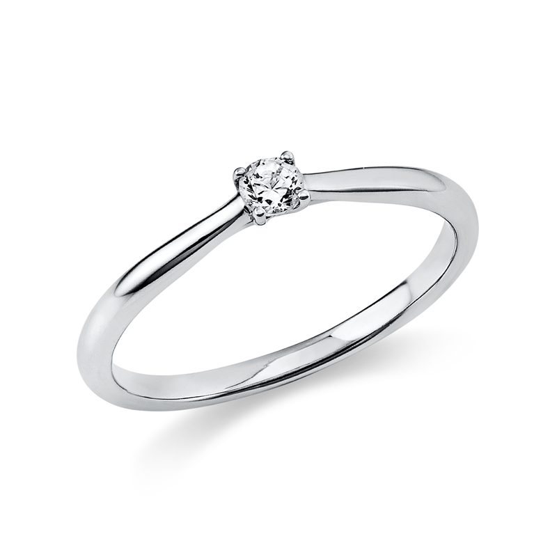 Solitaire Ring Weißgold 14kt 0,1ct
