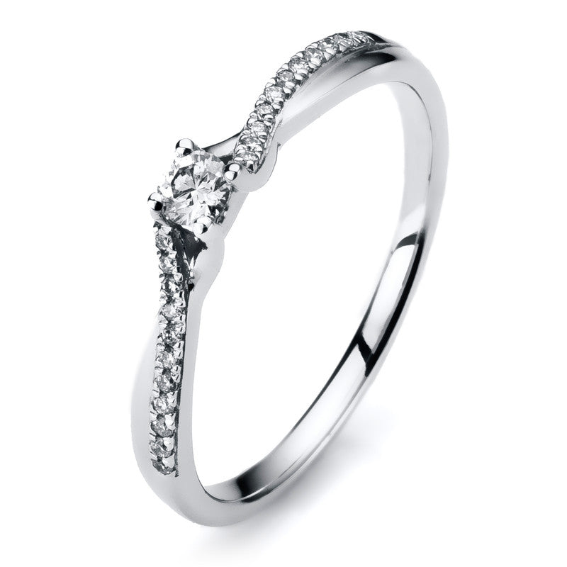 Solitaire mit Besatz Ring Weißgold 14kt Ref-1A300