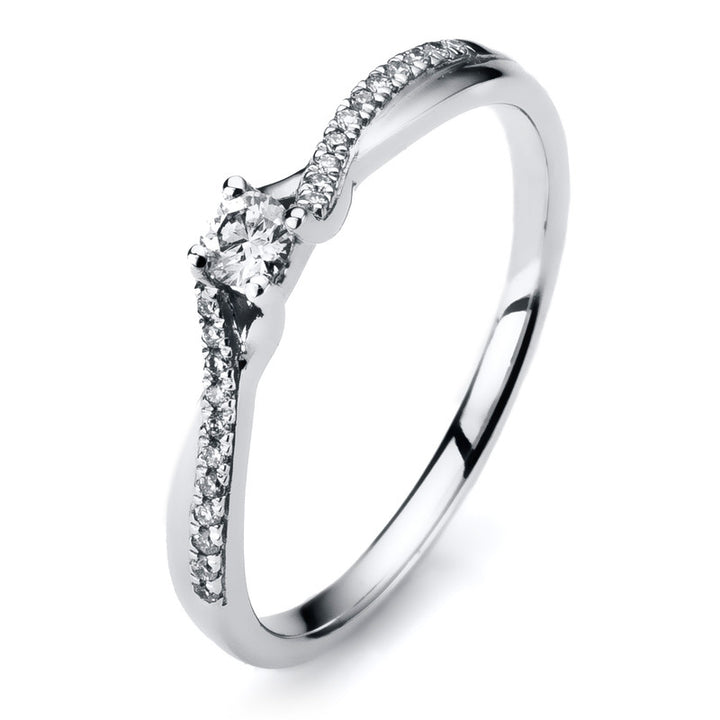 Solitaire mit Besatz Ring Weißgold 14kt Ref-1A300
