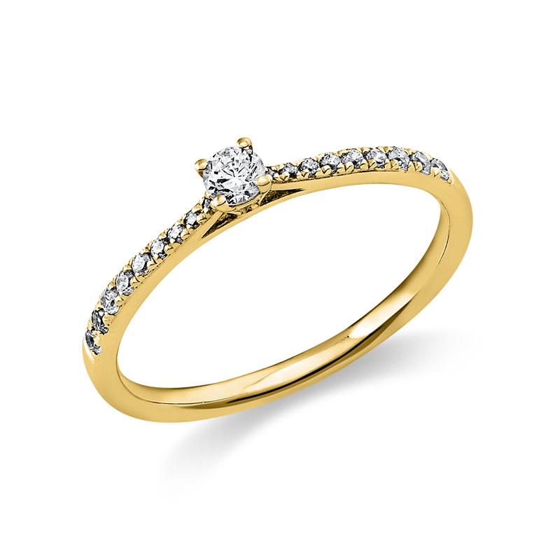 Solitaire mit Besatz Ring Weißgold 14kt 0,22ct