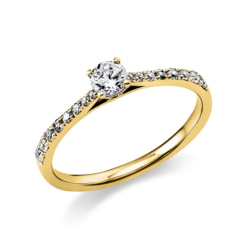 Solitaire mit Besatz Ring Gelbgold 14kt 0,37ct