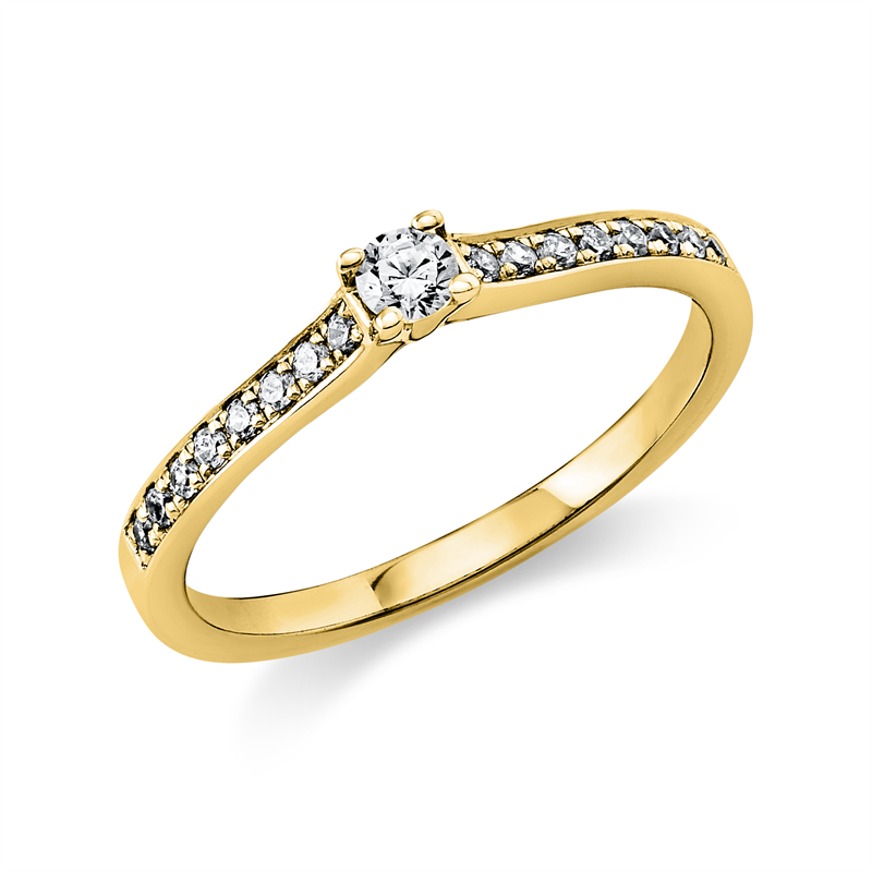 Solitaire mit Besatz Ring Weißgold 14kt 0,22ct