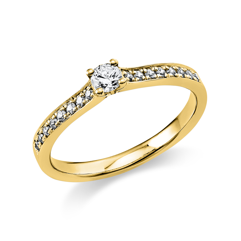 Solitaire mit Besatz Ring Weißgold 14kt 0,29ct