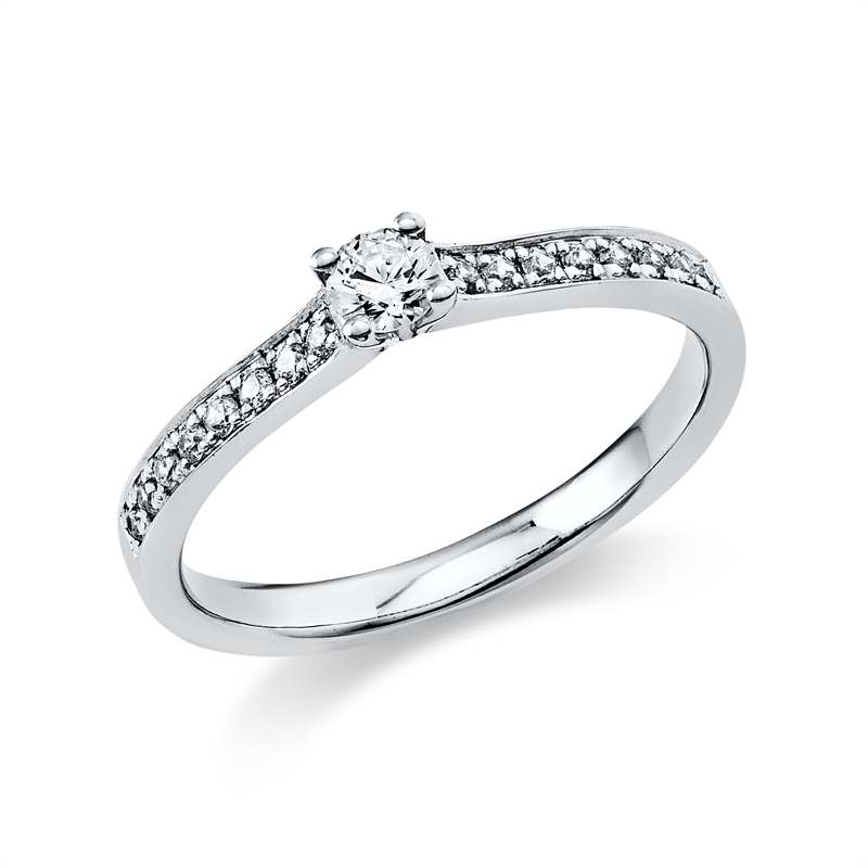 Solitaire mit Besatz Ring Weißgold 14kt 0,29ct