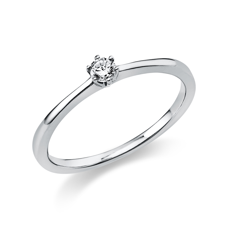 Solitaire Ring Weißgold 14kt 0,1ct