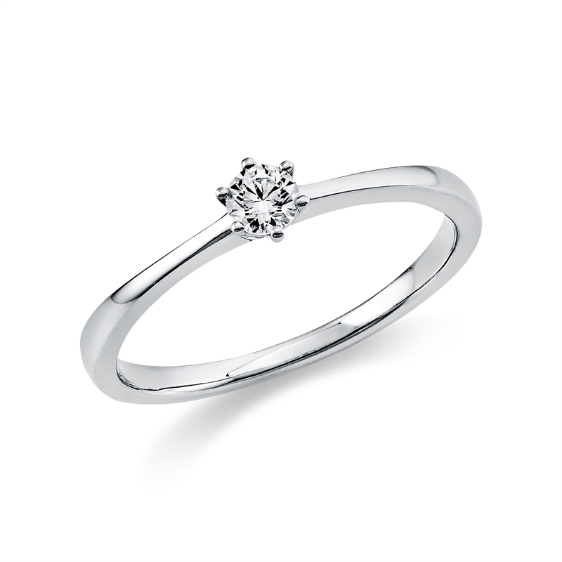Solitaire Ring Weißgold 14kt 0,15ct