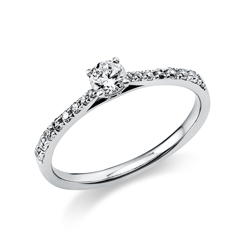 Solitaire mit Besatz Ring Weißgold 14kt 0,38ct