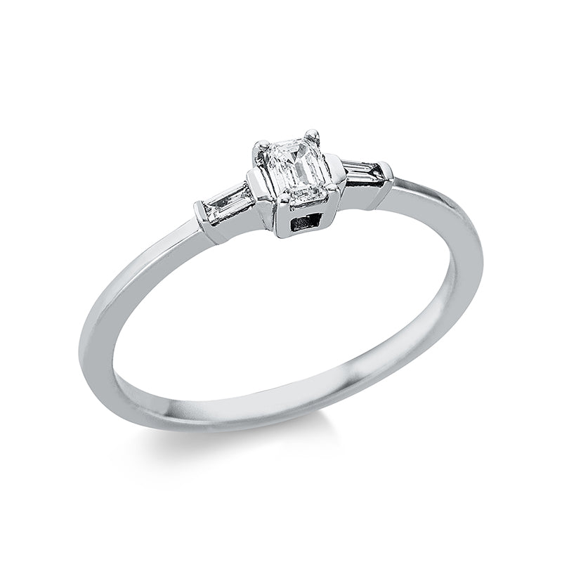Solitaire mit Besatz Ring Weißgold 18kt 0,2ct