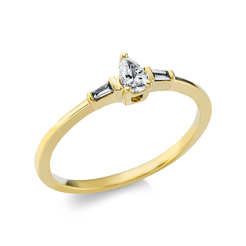 Solitaire mit Besatz Ring Weißgold 18kt 0,2ct
