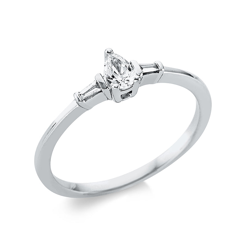 Solitaire mit Besatz Ring Weißgold 18kt 0,2ct