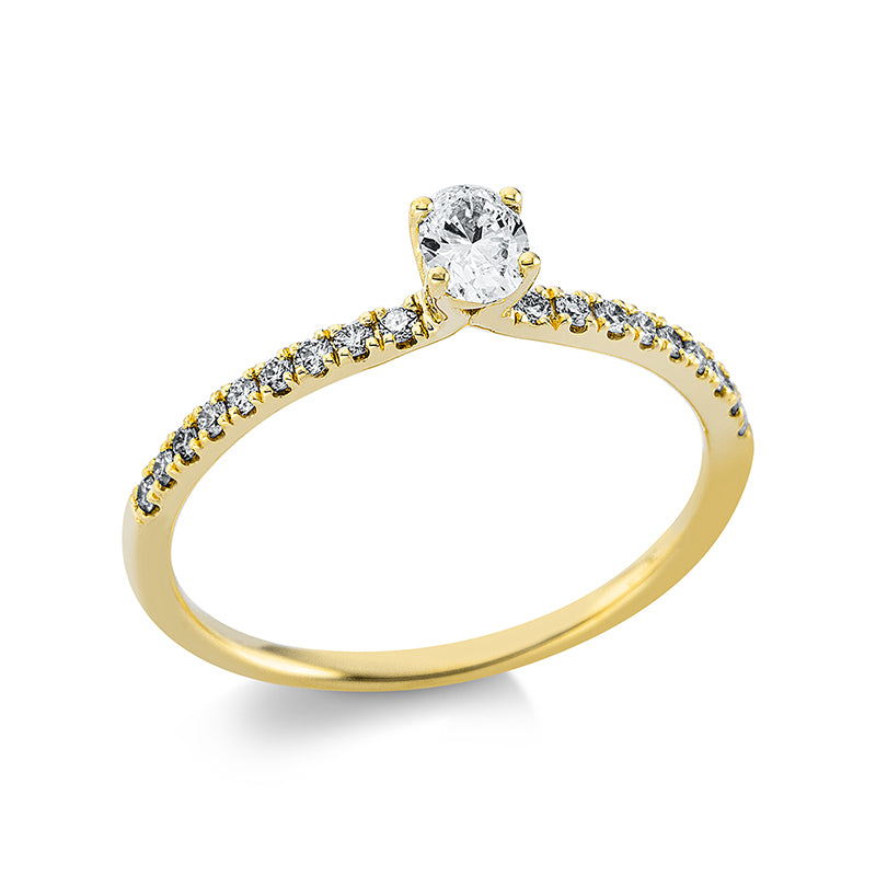 Solitaire mit Besatz Ring Weißgold 18kt 0,34ct