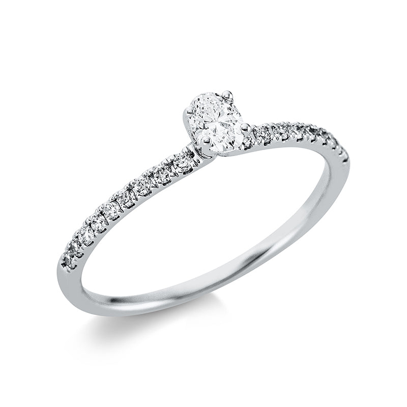 Solitaire mit Besatz Ring Weißgold 18kt 0,34ct