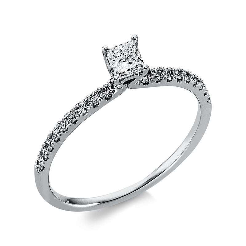 Solitaire mit Besatz Ring Weißgold 18kt 0,34ct