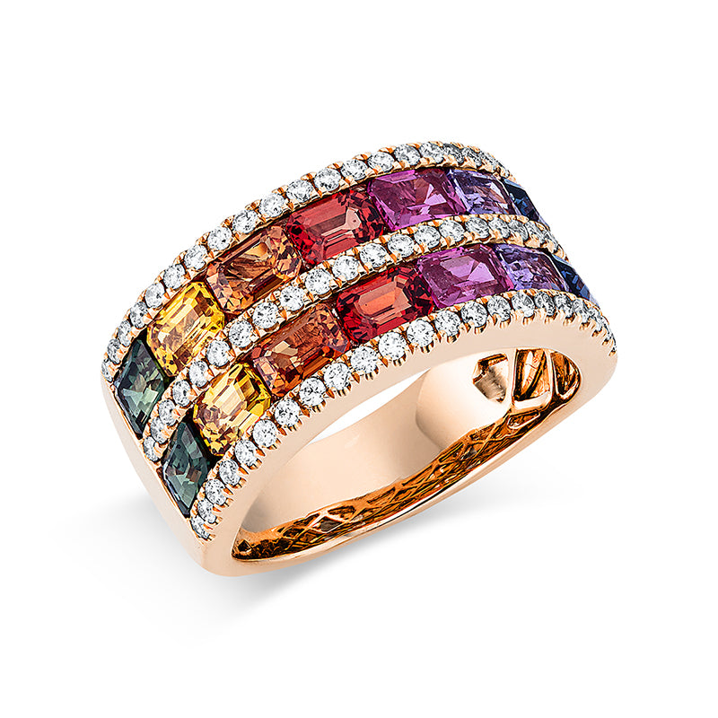 Rainbow & Multicolor Ring Rotgold 18kt 0,49ct