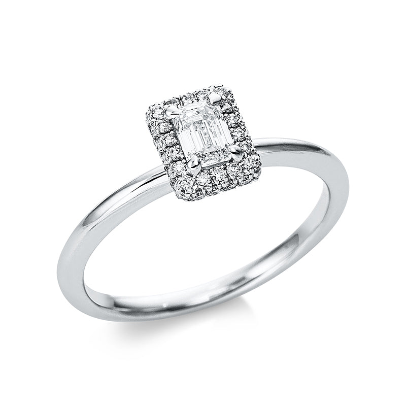 Solitaire mit Besatz Ring Weißgold 18kt Ref-1AW99