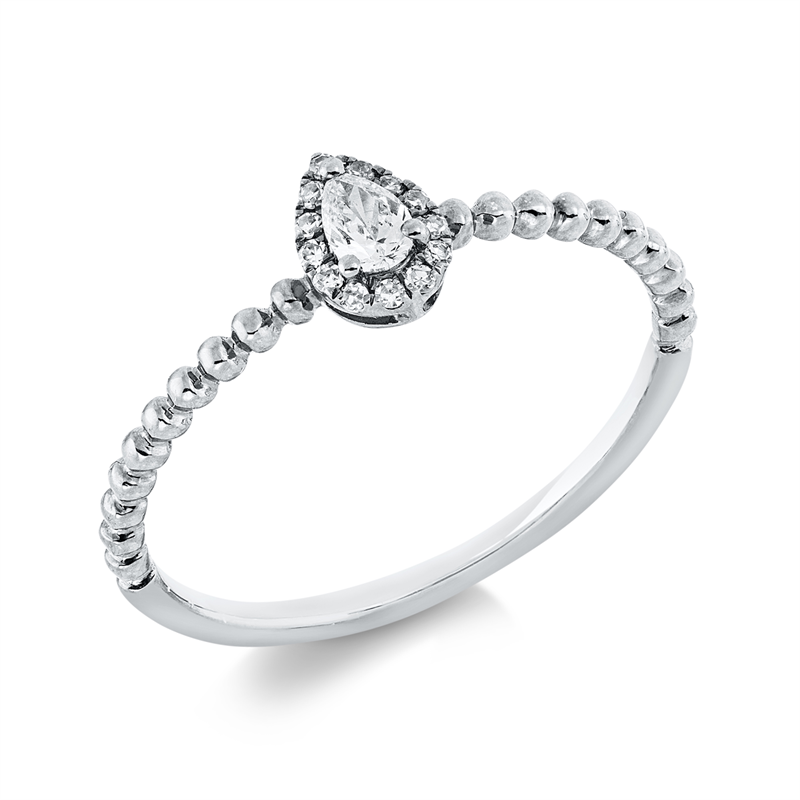Solitaire mit Besatz Ring Weißgold 18kt 0,14ct