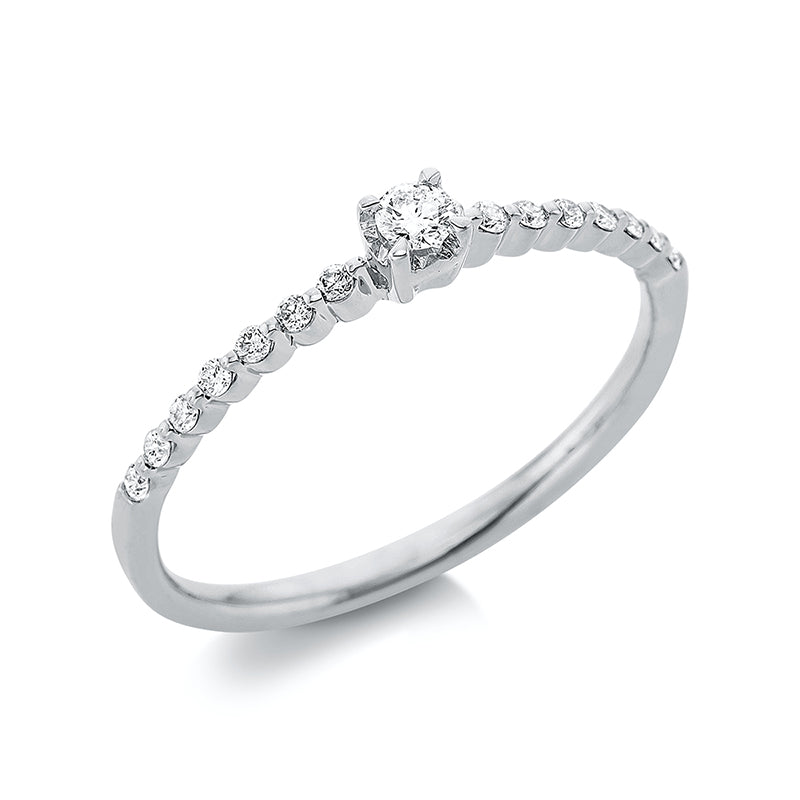 Solitaire mit Besatz Ring Weißgold 18kt 0,16ct
