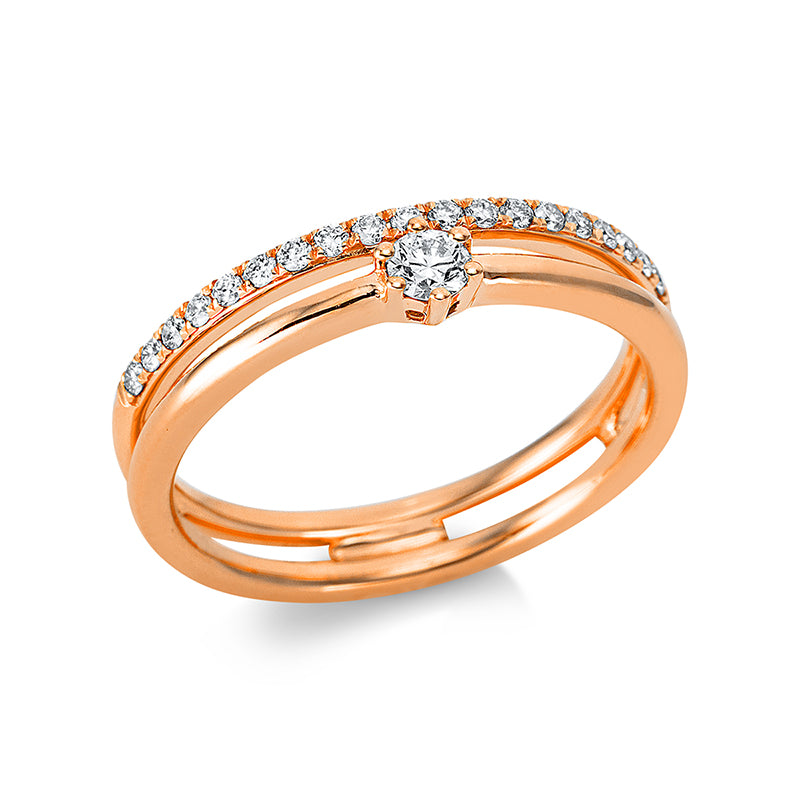 Solitaire mit Besatz Ring Weißgold 18kt 0,23ct
