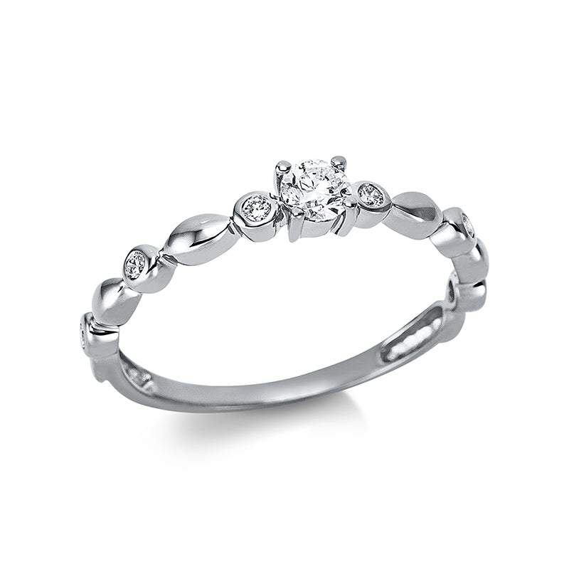 Solitaire mit Besatz Ring Weißgold 18kt 0,23ct