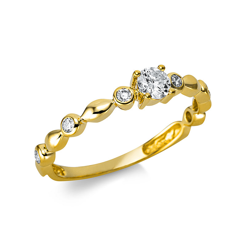 Solitaire mit Besatz Ring Weißgold 18kt 0,32ct