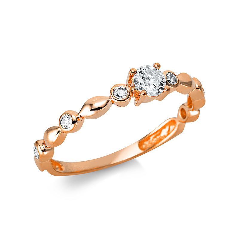 Solitaire mit Besatz Ring Weißgold 18kt 0,32ct
