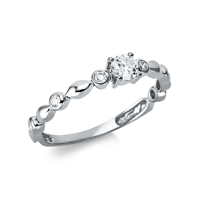 Solitaire mit Besatz Ring Weißgold 18kt 0,32ct