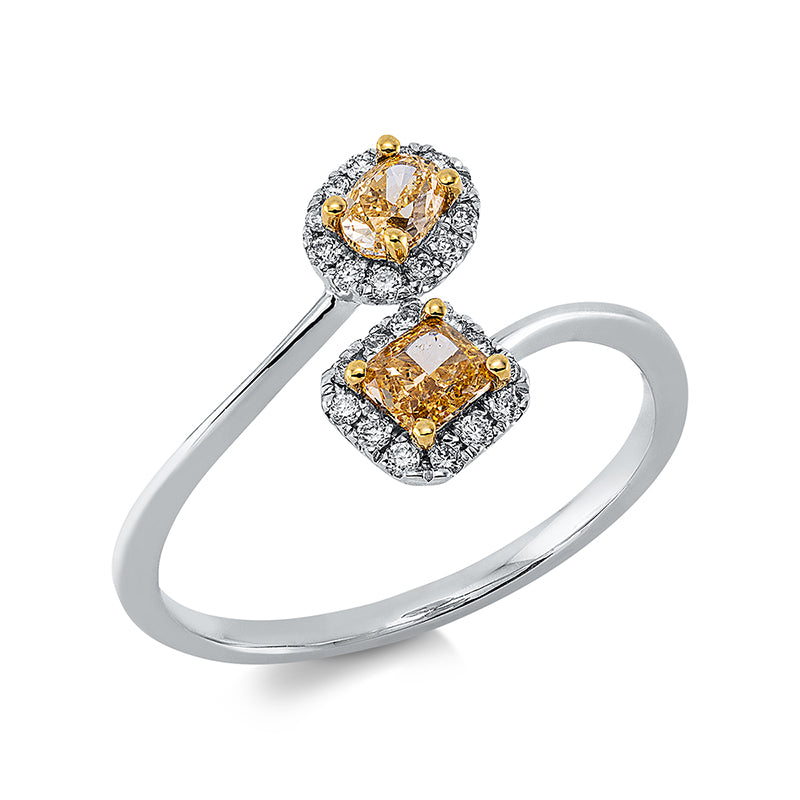 Farbiger Diamant Ring Weißgold / Gelbgold 18kt 0,54ct