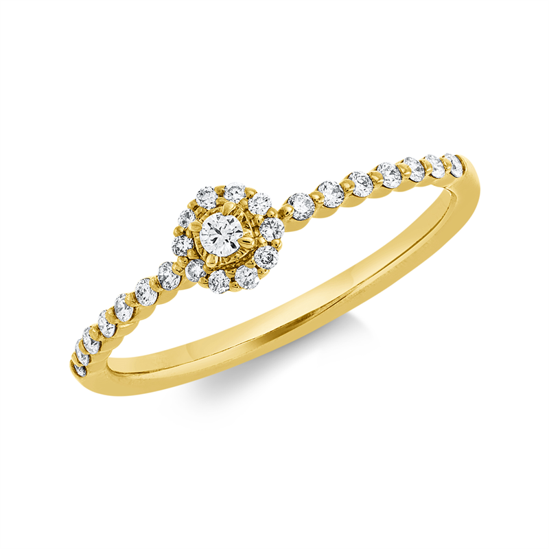 Solitaire mit Besatz Ring Weißgold 18kt 0,2ct