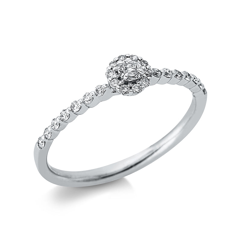 Solitaire mit Besatz Ring Weißgold 18kt 0,2ct