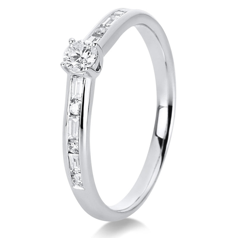 Solitaire mit Besatz Ring Weißgold 14kt 0,34ct