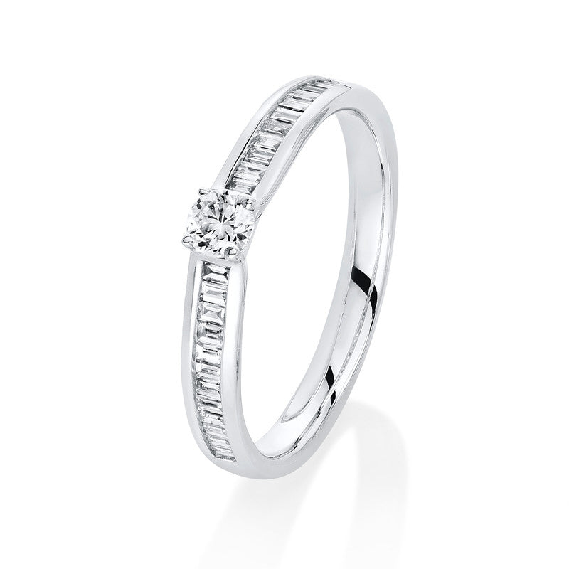 Solitaire mit Besatz Ring Weißgold 14kt 0,33ct