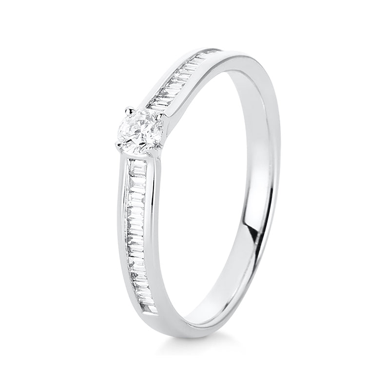 Solitaire mit Besatz Ring Weißgold 14kt 0,36ct