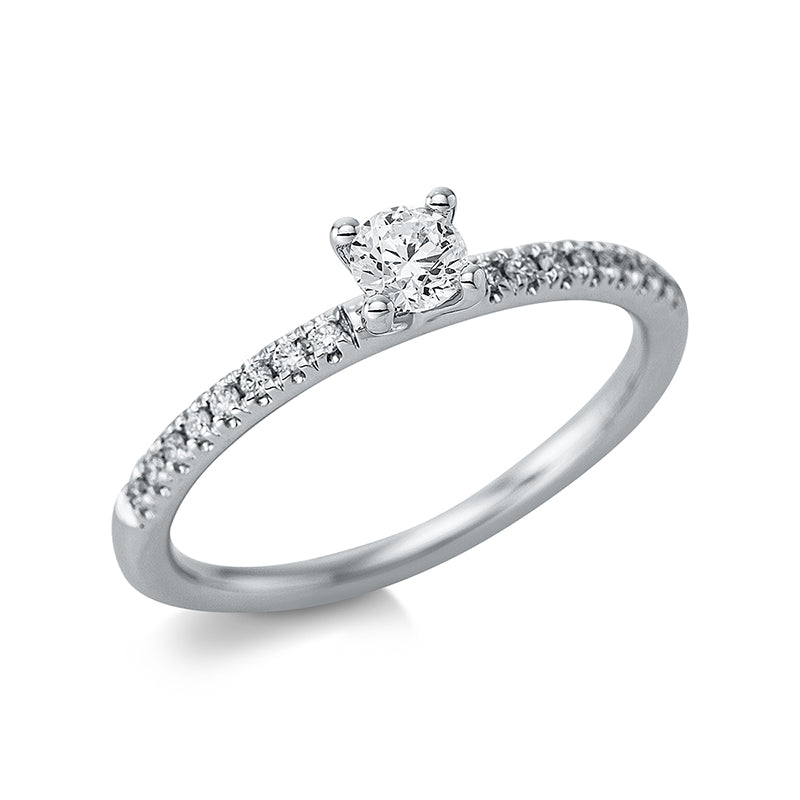 Solitaire mit Besatz Ring Weißgold 18kt 0,31ct