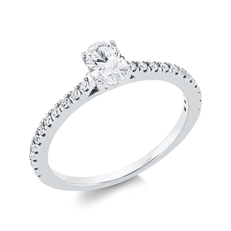 Solitaire mit Besatz Ring Weißgold 18kt 0,54ct