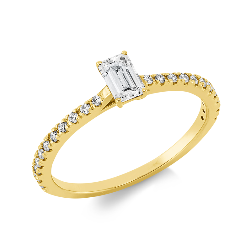Solitaire mit Besatz Ring Weißgold 18kt 0,53ct