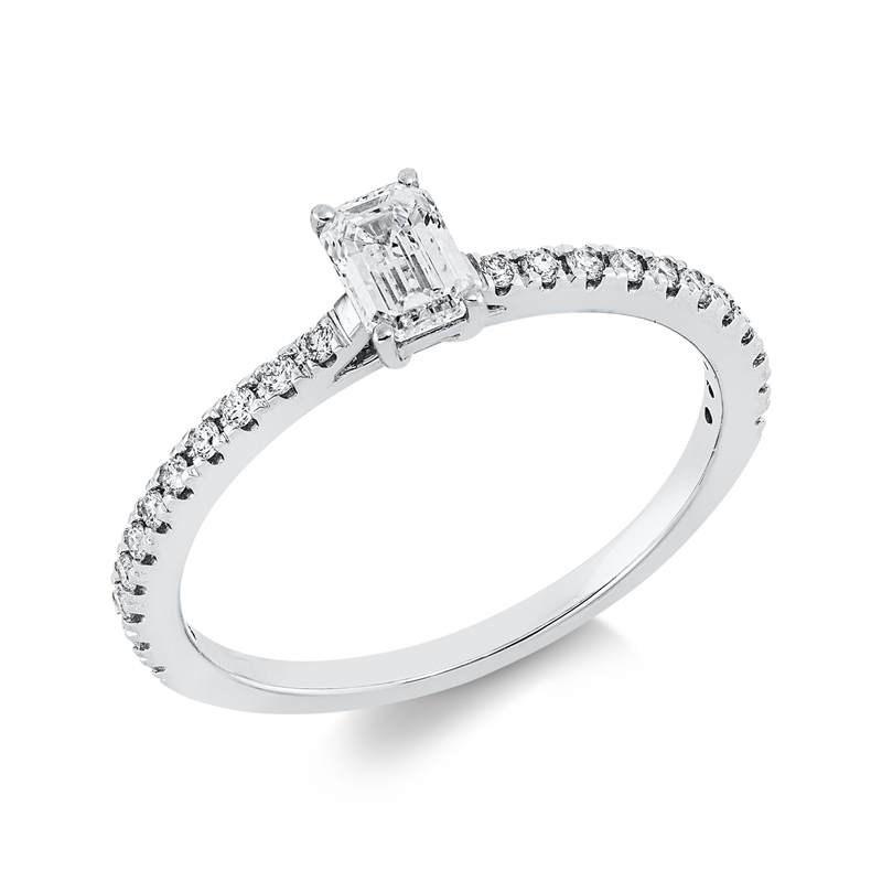 Solitaire mit Besatz Ring Weißgold 18kt 0,53ct