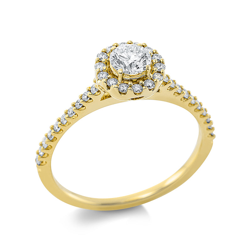 Solitaire mit Besatz Ring Gelbgold 18kt 0,6ct