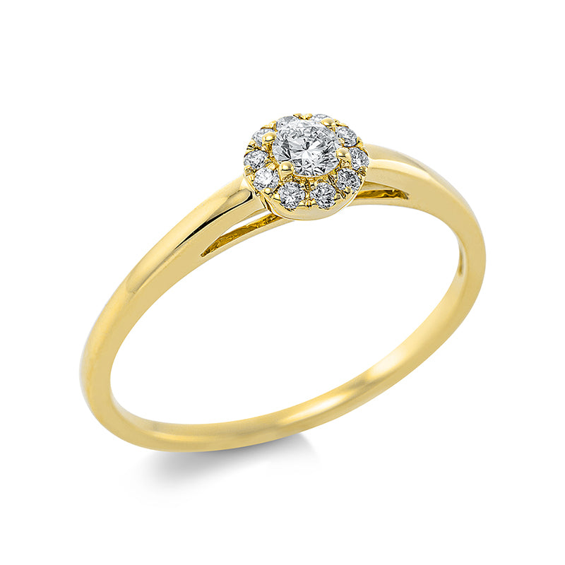 Solitaire mit Besatz Ring Weißgold 18kt 0,18ct
