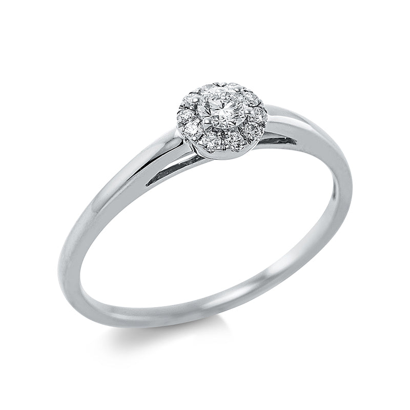Solitaire mit Besatz Ring Weißgold 18kt 0,18ct