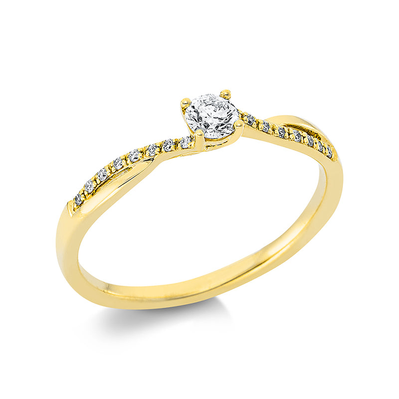 Solitaire mit Besatz Ring Weißgold 18kt 0,2ct