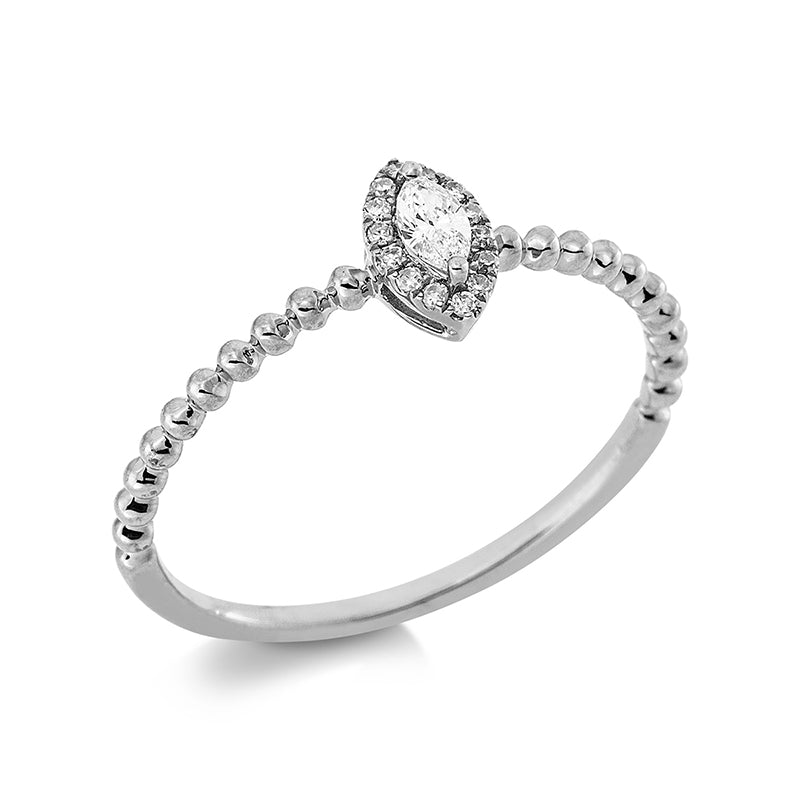 Solitaire mit Besatz Ring Weißgold 18kt 0,13ct