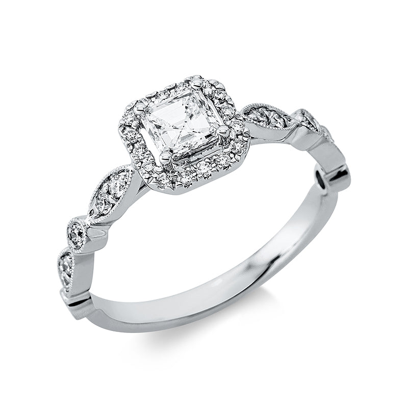 Solitaire mit Besatz Ring Weißgold 18kt Ref-1DK38