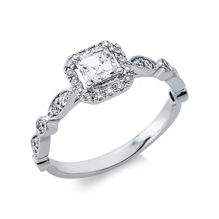 Solitaire mit Besatz Ring Weißgold 18kt Ref-1DK38
