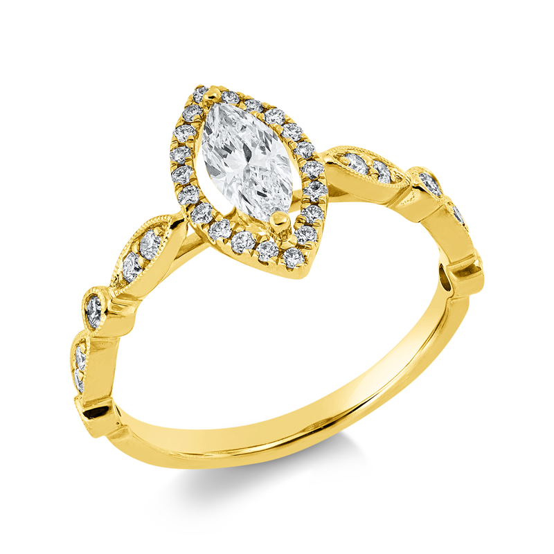Solitaire mit Besatz Ring Weißgold 18kt 0,66ct