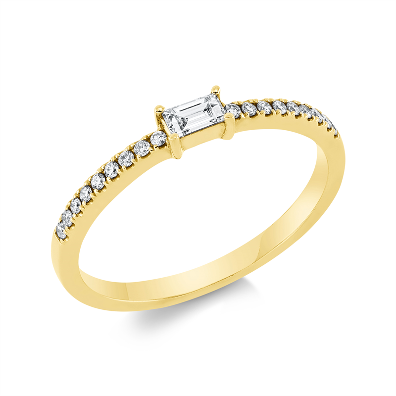 Solitaire mit Besatz Ring Gelbgold 18kt Ref-1DL44