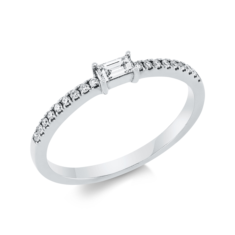 Solitaire mit Besatz Ring Weißgold 18kt Ref-1DL44
