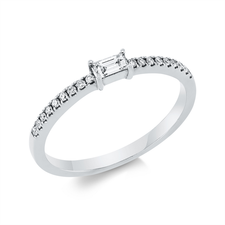Solitaire mit Besatz Ring Weißgold 18kt Ref-1DL44