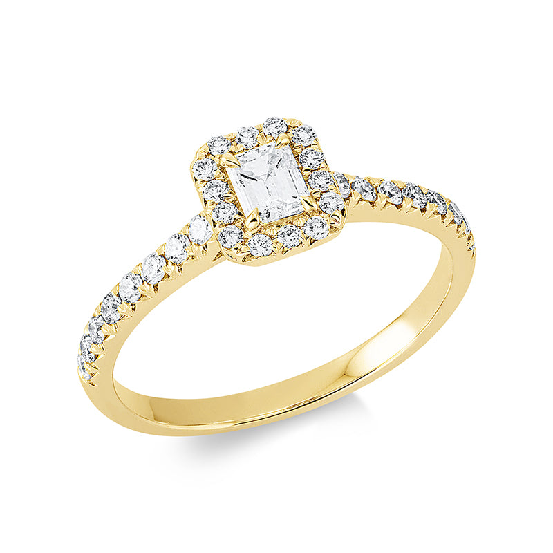 Solitaire mit Besatz Ring Gelbgold 18kt 0,58ct
