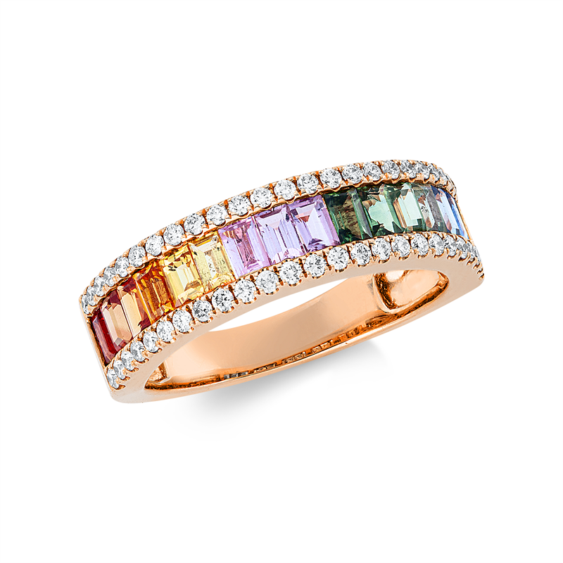 Rainbow & Multicolor Ring Rotgold 18kt Ref-1DR58
