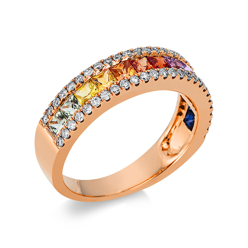 Rainbow & Multicolor Ring Rotgold 18kt 0,35ct